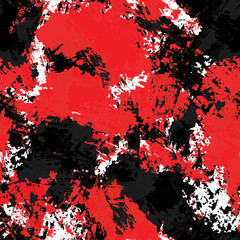 Seamless abstract background of paint strokes black, white, red. Texture for printing on fabric, business cards, posters.