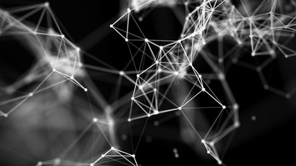Background with connecting dots and lines. Big data visualization. 3d rendering.