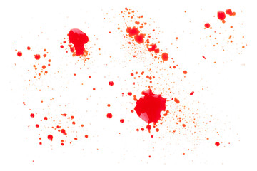 Blood splatters isolated on white. Clipping path. Set