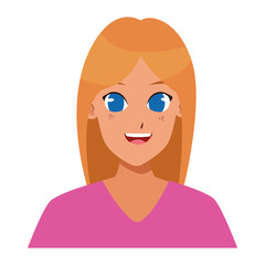 Young woman face smiling cartoon