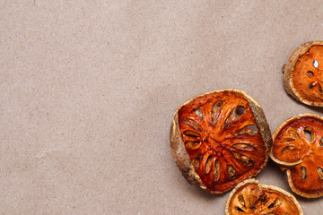 Dried bale fruits or dried bael fruits, dried food