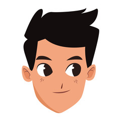 Young man face smiling cartoon