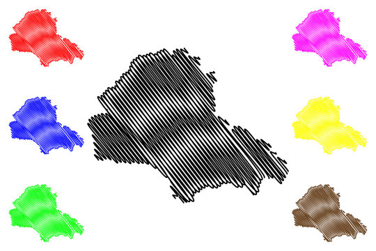 Brasov County (Administrative divisions of Romania, Centru development region) map vector illustration, scribble sketch Brasov map