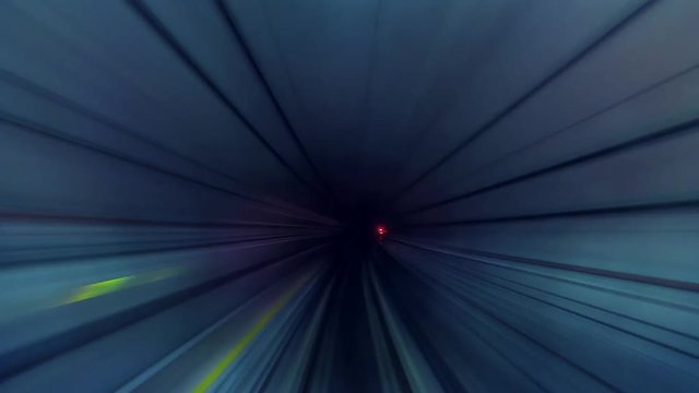 4K.Time lapse automatic train subway tunnel fast speed
