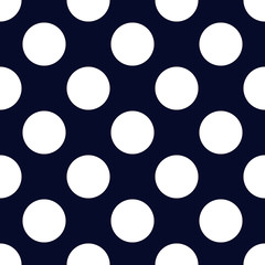 Navy blue and white seamless polka dot pattern. modern design illustration © studiographicmh