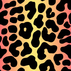 Leopard gradient pastel seamless pattern. Animal Print Yellow and coral color 90's. Vector Cheetah fashion print.