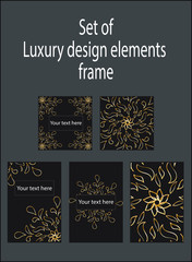Fototapeta na wymiar Set of gold black decorative luxury design elements. Labels and frames. Art deco.