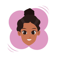 Young woman face smiling cartoon