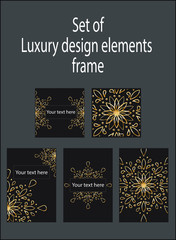 Set of gold black decorative luxury design elements. Labels and frames. Art deco.