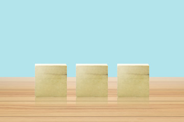 Wooden blocks stacking as staircase on white background. Success, growth, win, victory, development or top ranking concept.