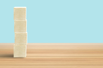 Wooden blocks stacking as staircase on white background. Success, growth, win, victory, development or top ranking concept.