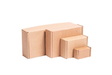 Brown craft carton cardboard box, isolated