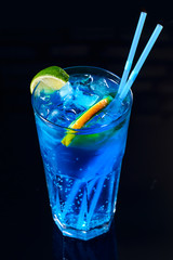 classic blue cocktail lemon tea Drink Bubble water