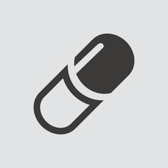 Medical capsule icon isolated of flat style. Vector illustration.