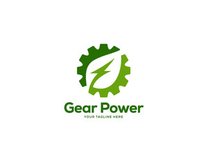 eco power logo design template, creative gear logo design vector