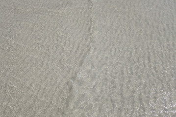 Beautiful clear sea water until you see the sand beneath clearly, Crystal clear sea water, Sand see through transparent water, Small waves of sand, Tropical summer beach background-Image