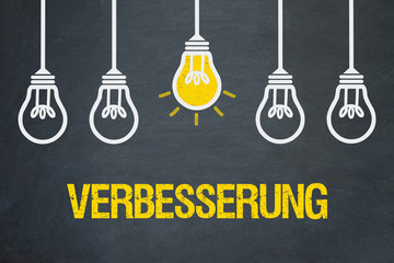 Verbesserung / Tafel mit Glühbirnen