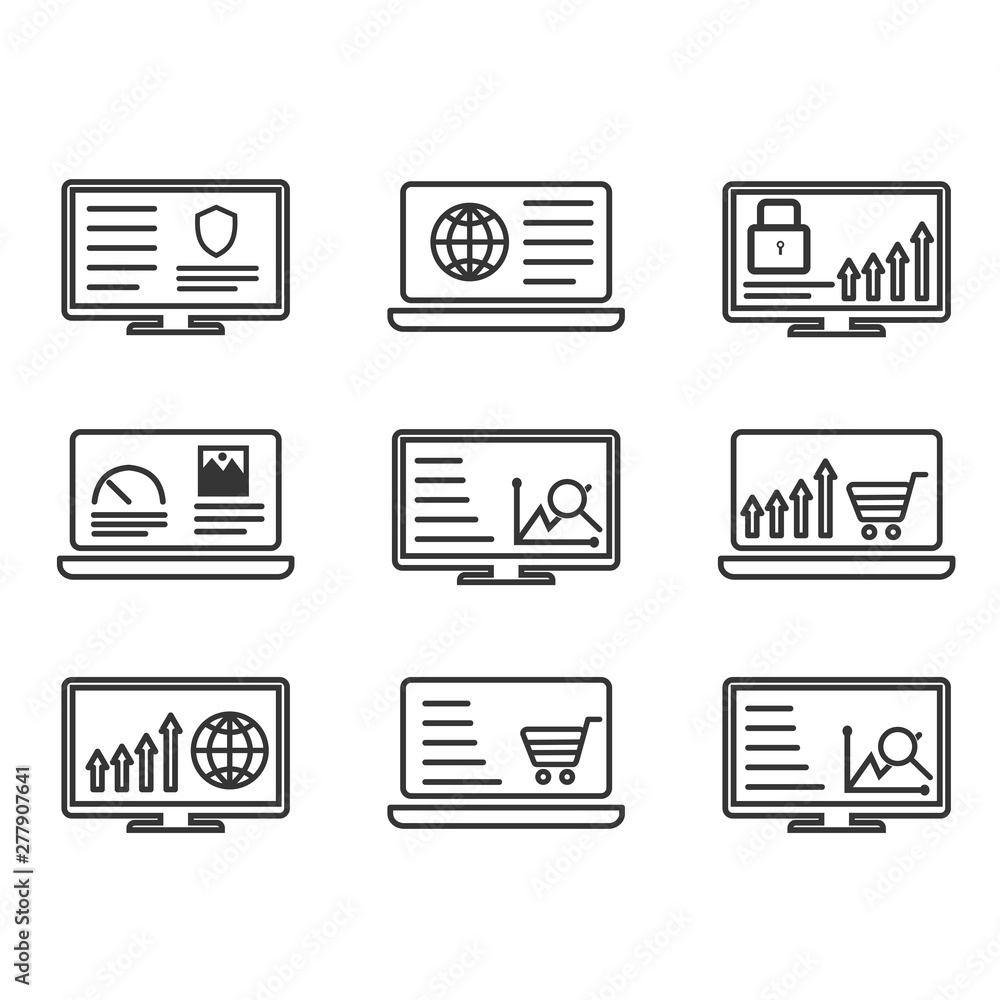 Aufkleber Project dashboard linear icon set template color editable. Dashboard pack symbol vector sign isolated on white background. Simple logo vector illustration for graphic and web design.