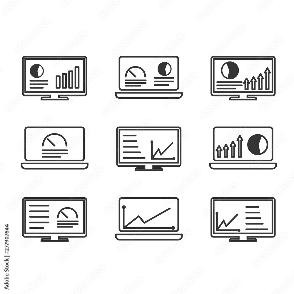 Aufkleber Project dashboard linear icon set template color editable. Dashboard pack symbol vector sign isolated on white background. Simple logo vector illustration for graphic and web design.