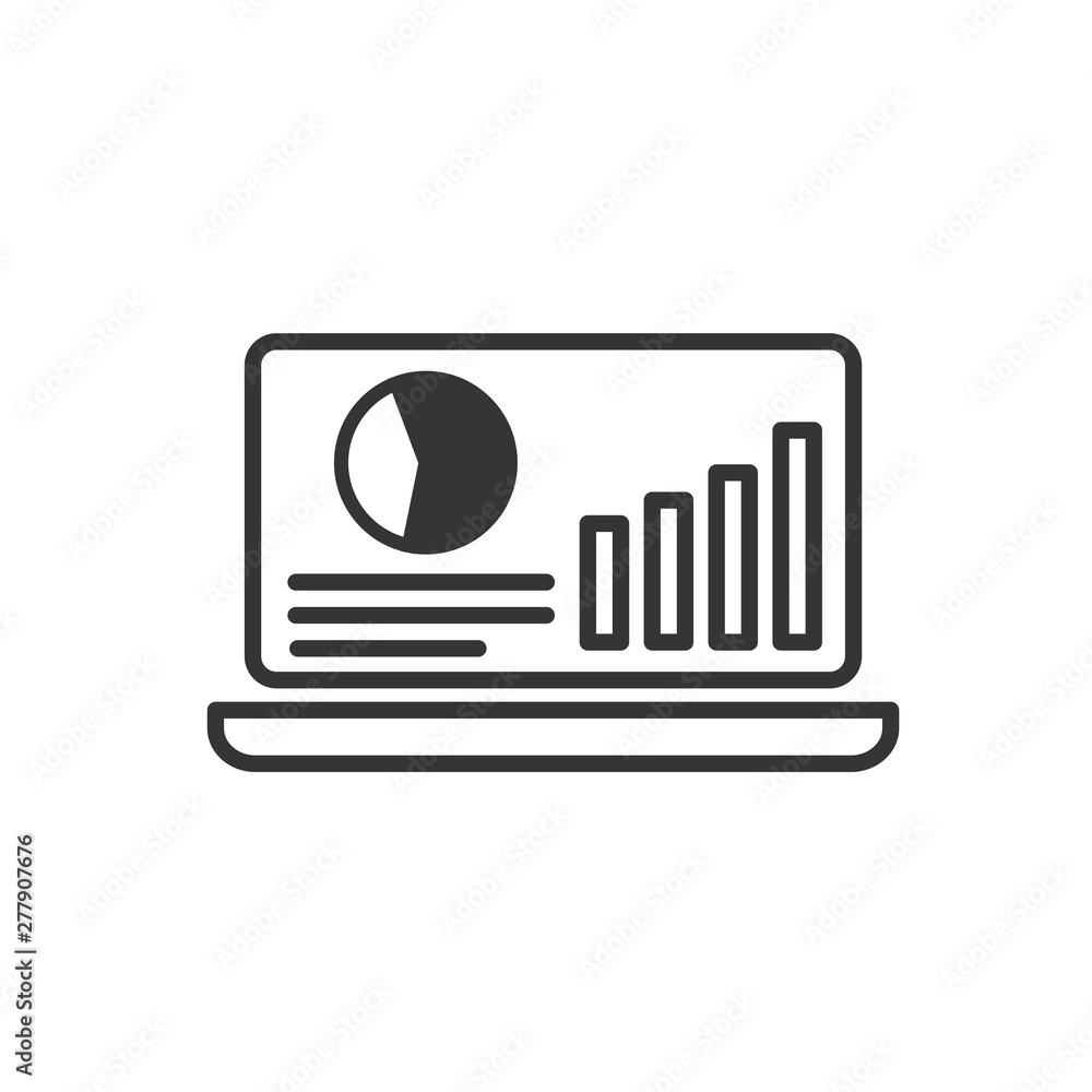 Fototapete Project dashboard linear icon template color editable. Dashboard in laptop symbol vector sign isolated on white background. Simple logo vector illustration for graphic and web design.
