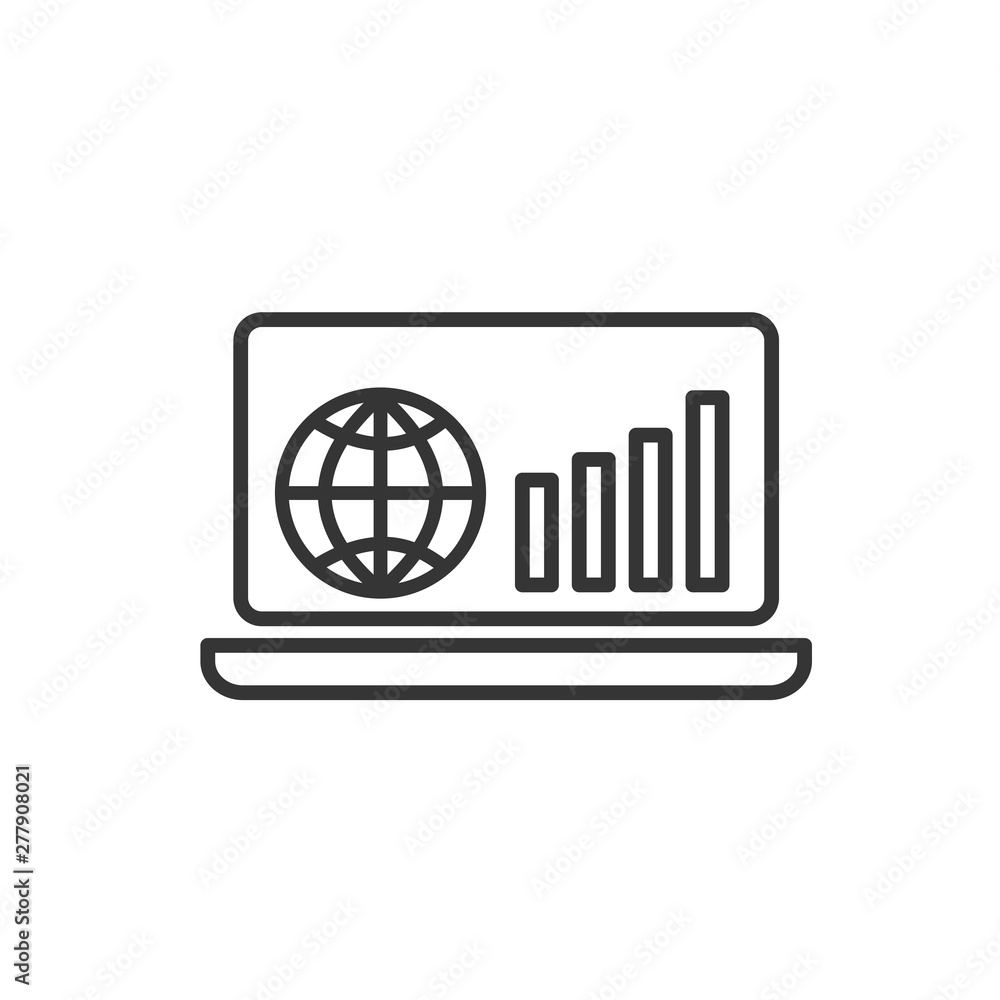 Poster Project dashboard linear icon template color editable. Dashboard in laptop symbol vector sign isolated on white background. Simple logo vector illustration for graphic and web design.