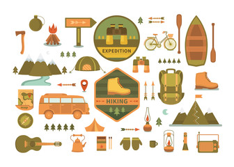 Set of vector camping tools.