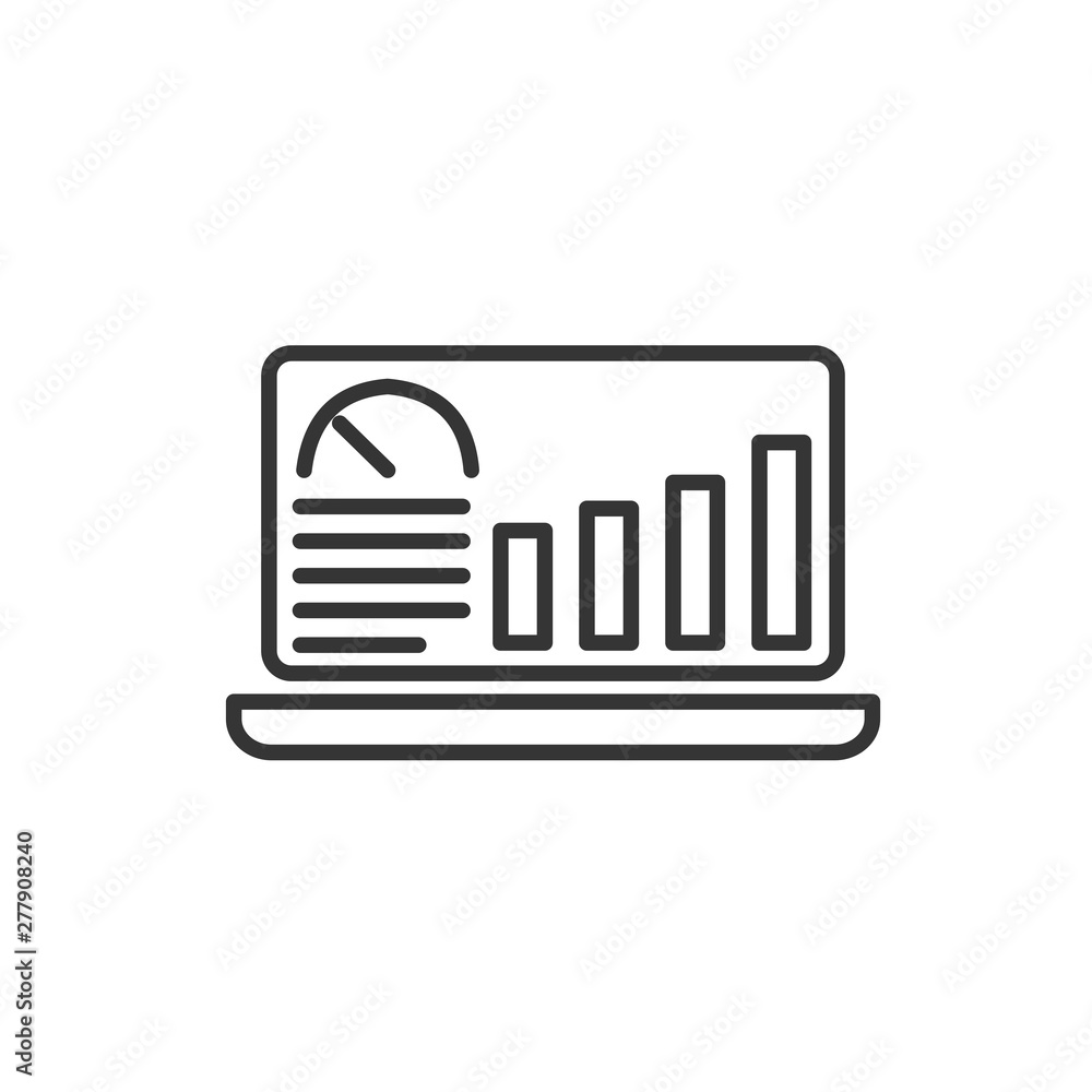 Poster Project dashboard linear icon template color editable. Dashboard in laptop symbol vector sign isolated on white background. Simple logo vector illustration for graphic and web design.