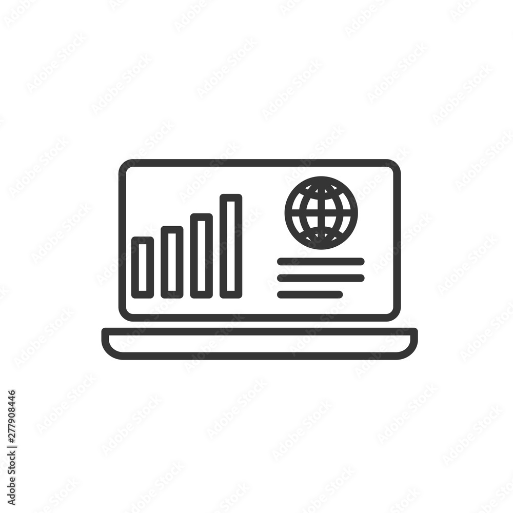Poster Project dashboard linear icon template color editable. Dashboard in laptop symbol vector sign isolated on white background. Simple logo vector illustration for graphic and web design.