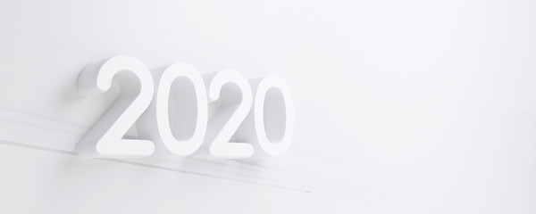 2020 white bold letters 3d-illustration background