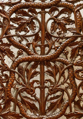 Details of a fine wood carving art. An Islamic art and craft