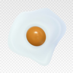 Fried egg isolated on white black background