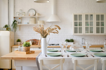 Interior of modern kitchen.