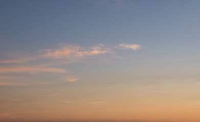 Fototapeta na wymiar Soft Blue and Orange Sky of Sunset