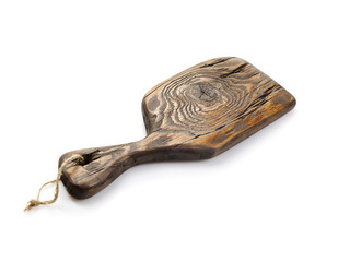 old vintage cutting board on a white background