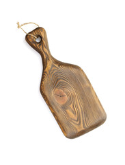 old vintage cutting board on a white background