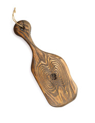 old vintage cutting board on a white background