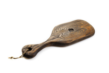 old vintage cutting board on a white background