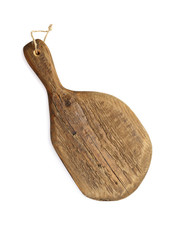 old vintage cutting board on a white background