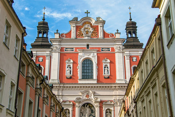 Historic baroque Basilica Minor church in Poznan