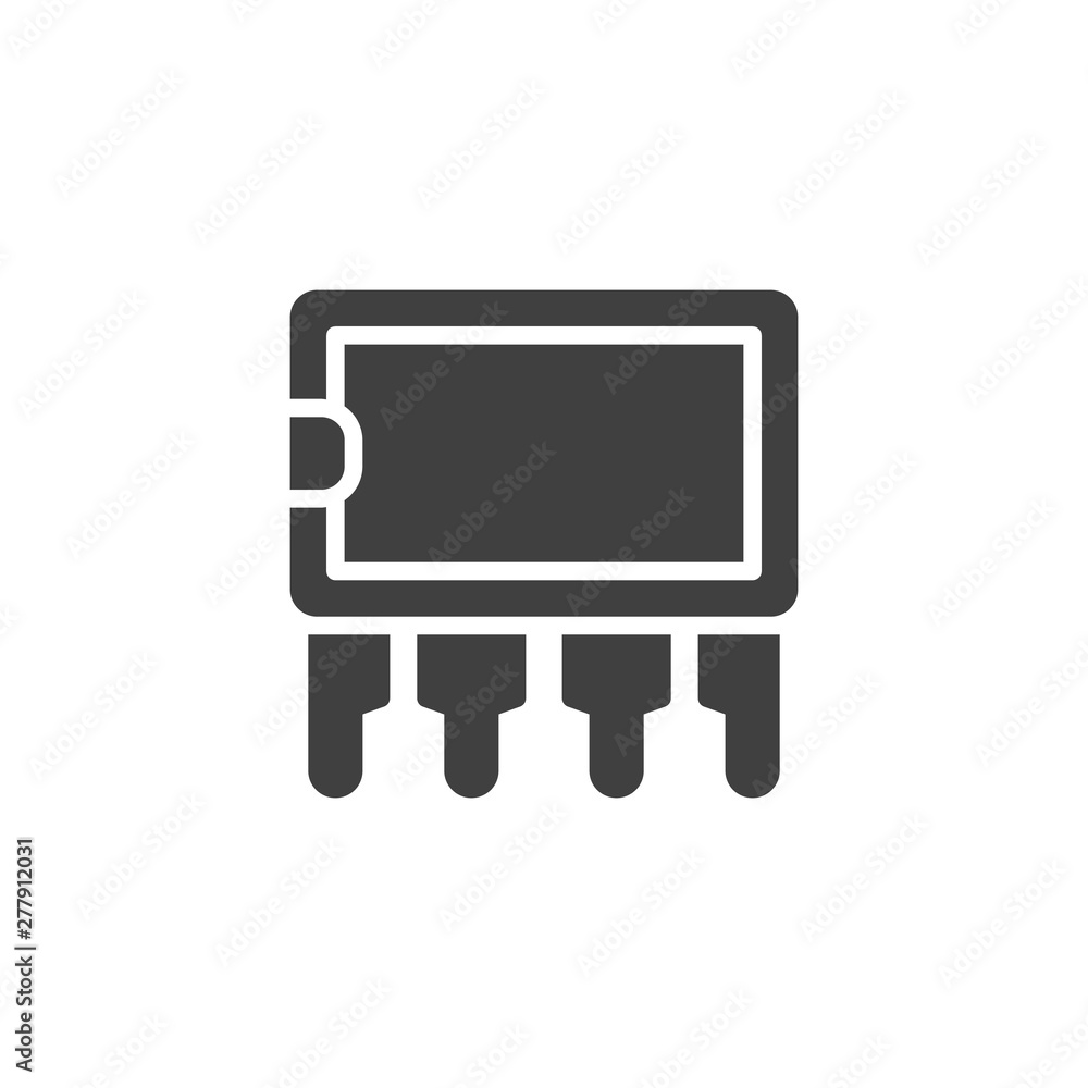 Poster transistor microchip vector icon. microcircuit filled flat sign for mobile concept and web design. c