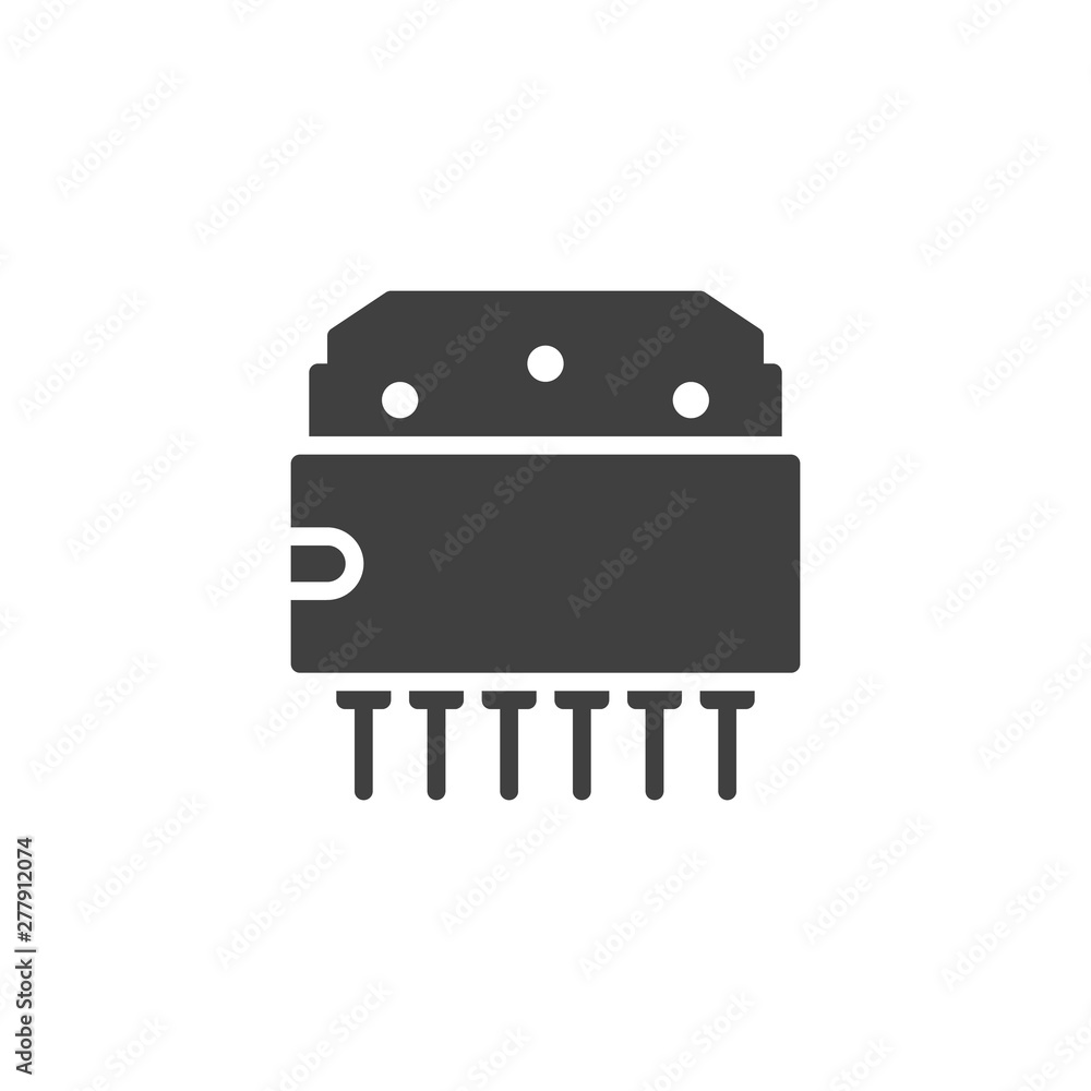 Poster Computer chip vector icon. Microcircuit filled flat sign for mobile concept and web design. Transistor microchip glyph icon. Symbol, logo illustration. Vector graphics