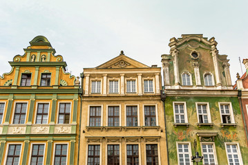 Historic old town market colorful building in Poznan