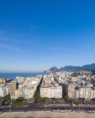 Aerial view of Copacabana beach seen from the ocean with in the background Ipanema neighbourhood...