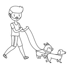 Boy with dogs cartoons design