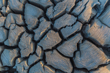 The texture of dried mud spewed from a mud volcano