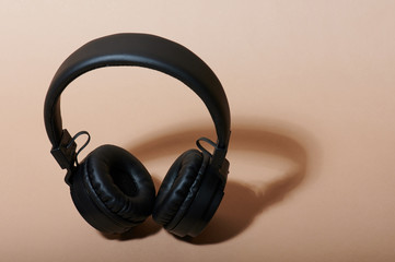 Fototapeta na wymiar Black headphones isometric view