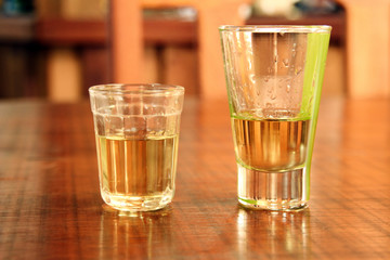 Drink in wood bar table