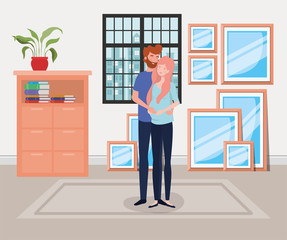 Fototapeta premium pregnancy couple in house place