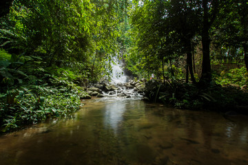 Fototapeta na wymiar Rainbow Waterfall ,in the forest tropical zone ,national park Takua pa Phang Nga Thailand