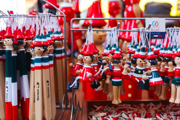 Souvenirs from Italy. Traditional Pinocchio Toy on the market